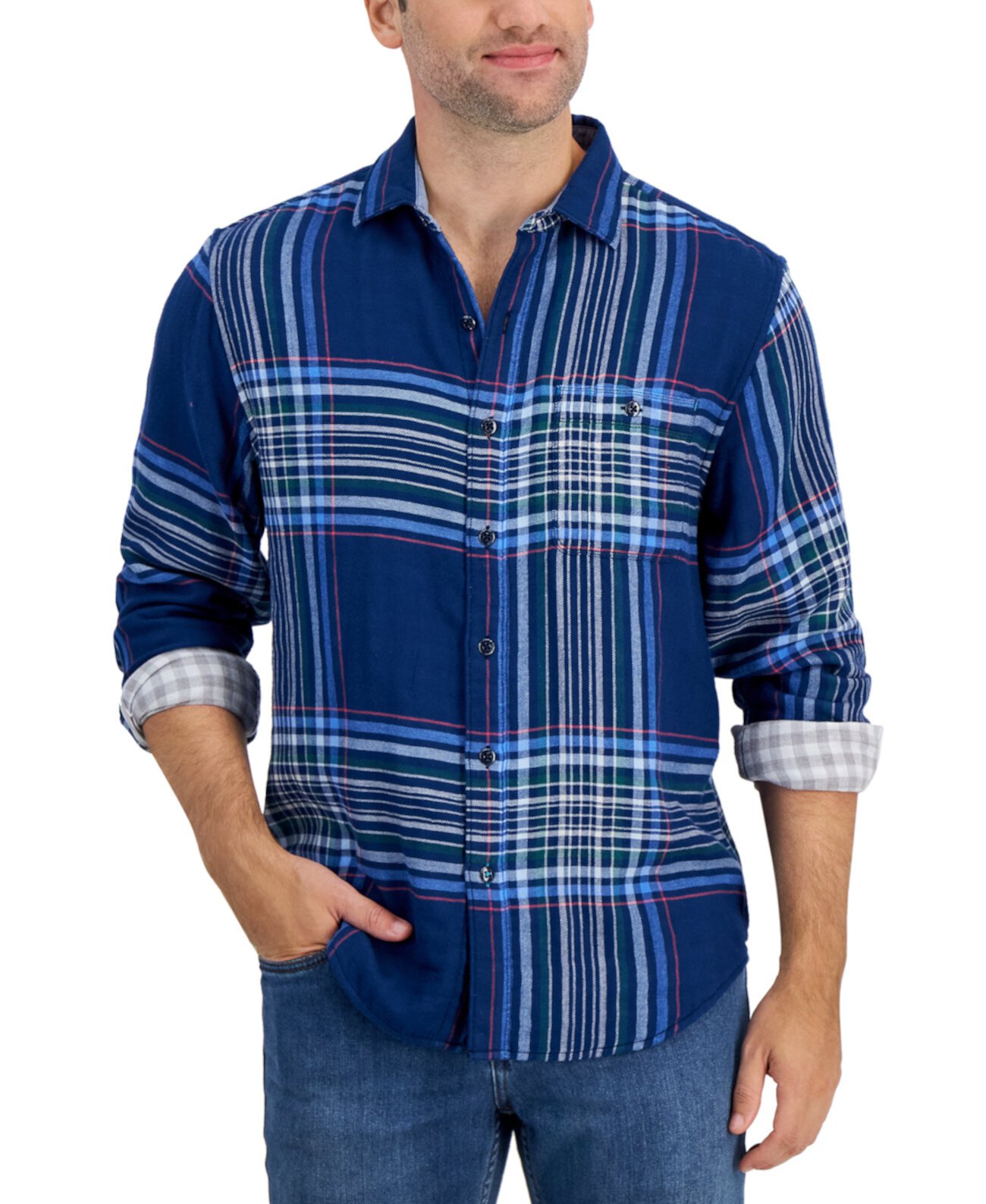 Мужская рубашка на пуговицах в клетку двойного плетения Perfect Duo, окрашенная в пряже Tommy Bahama
