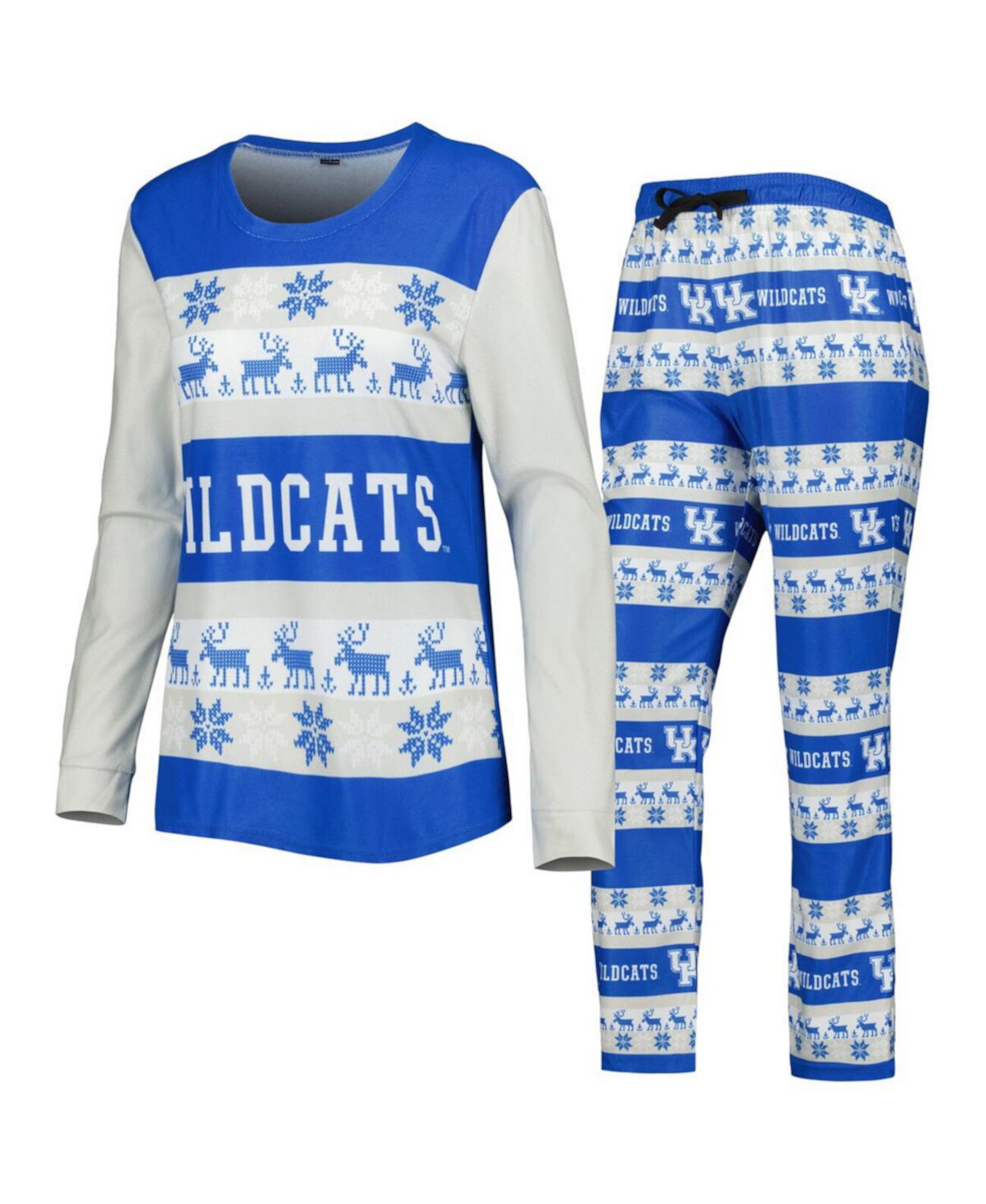 Женский комплект для сна из футболки с длинными рукавами и пижамных штанов Royal Kentucky Wildcats Ugly FOCO
