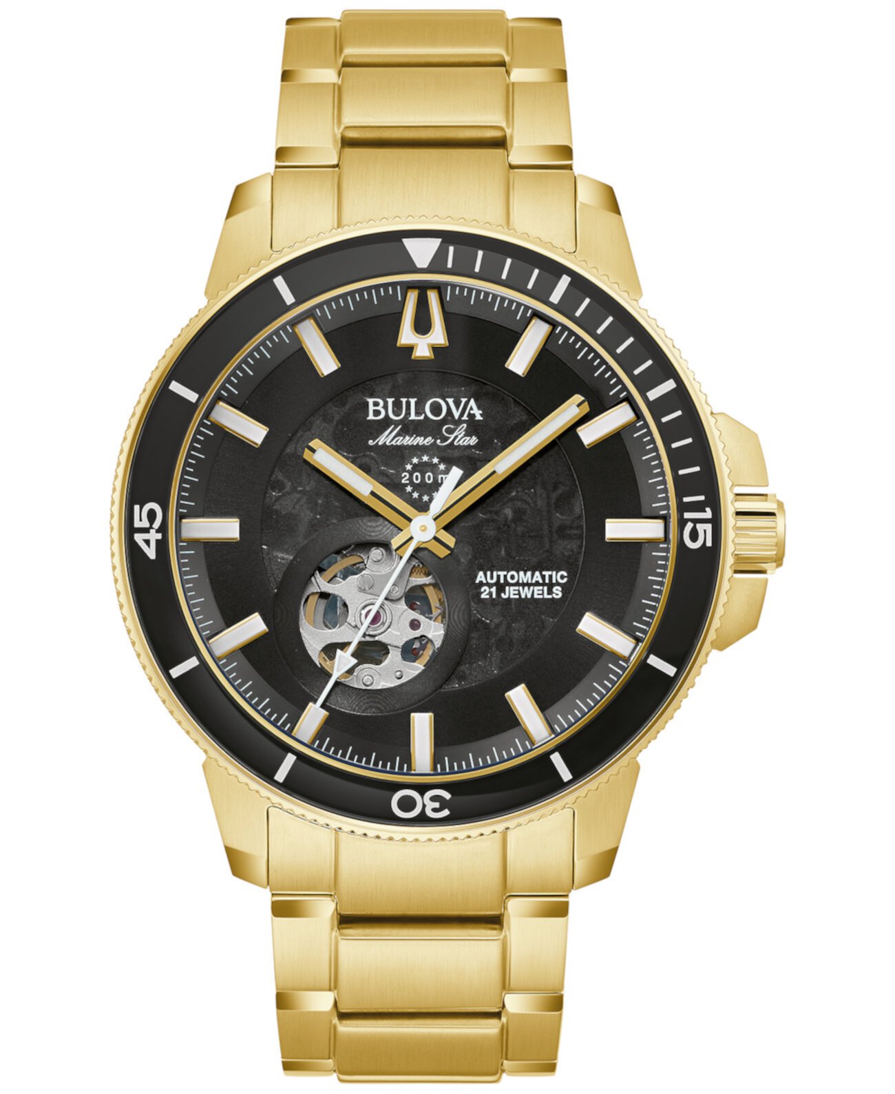 Смарт часы Bulova Men's Automatic Marine Star Series C на золотистом стальном браслете 45мм Bulova