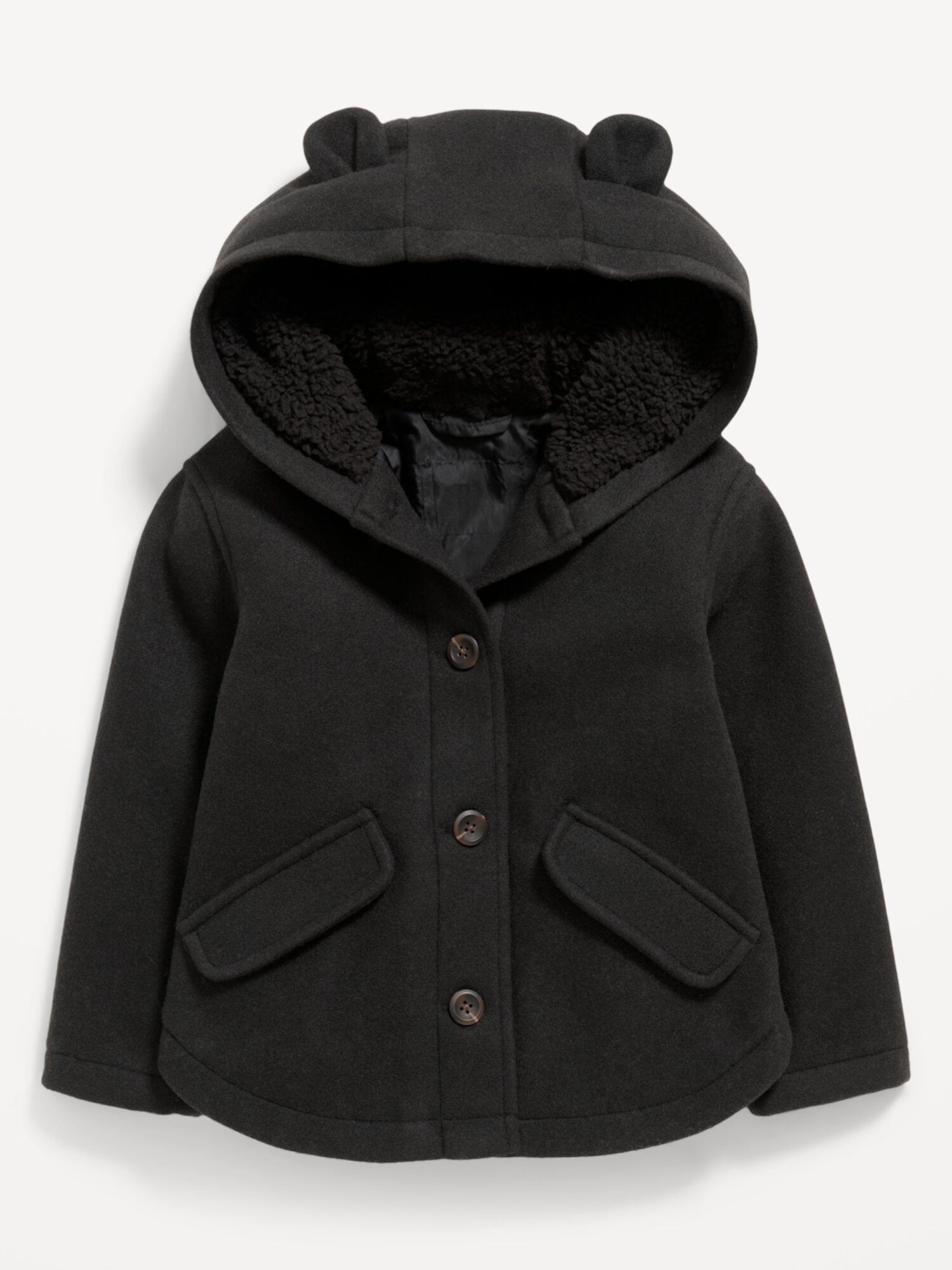 Однотонное пальто с капюшоном на пуговицах спереди для девочек-малышей Old Navy