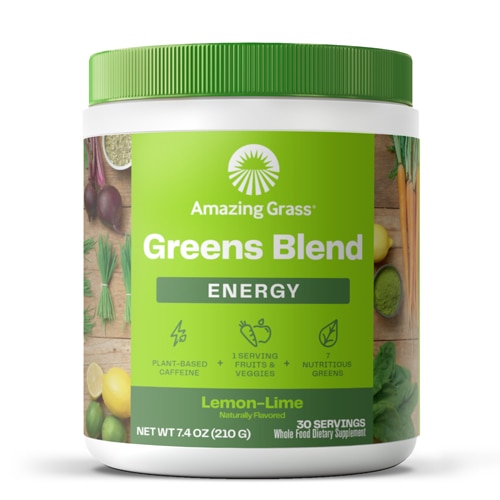 Энергетический порошок Greens Blend, лимон и лайм — 30 порций Amazing Grass