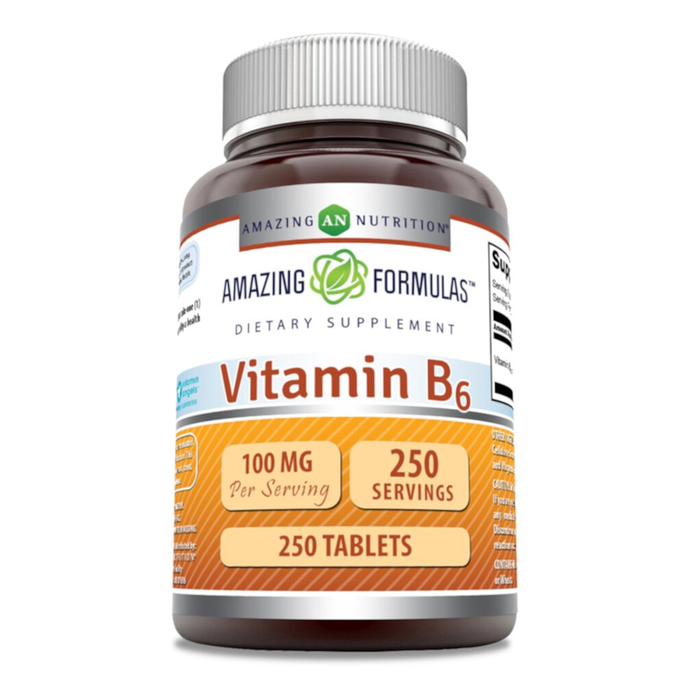 Витамин B6 — 100 мг — 250 таблеток Amazing Nutrition