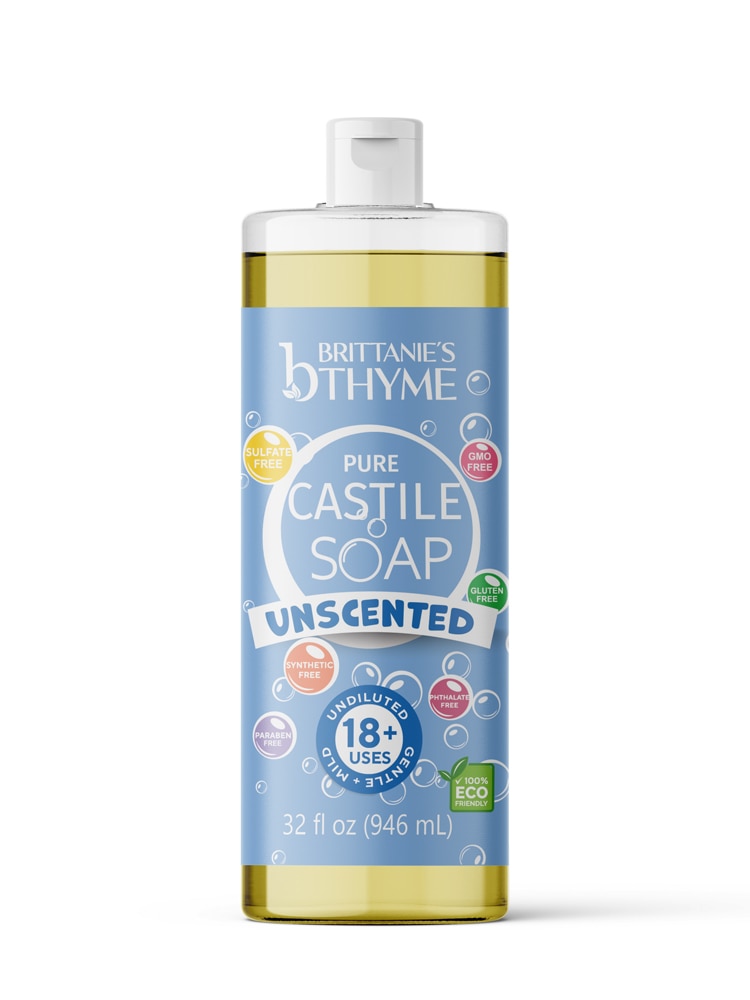 Жидкое мыло Pure Castile — без запаха, 32 жидких унции Brittanie's Thyme