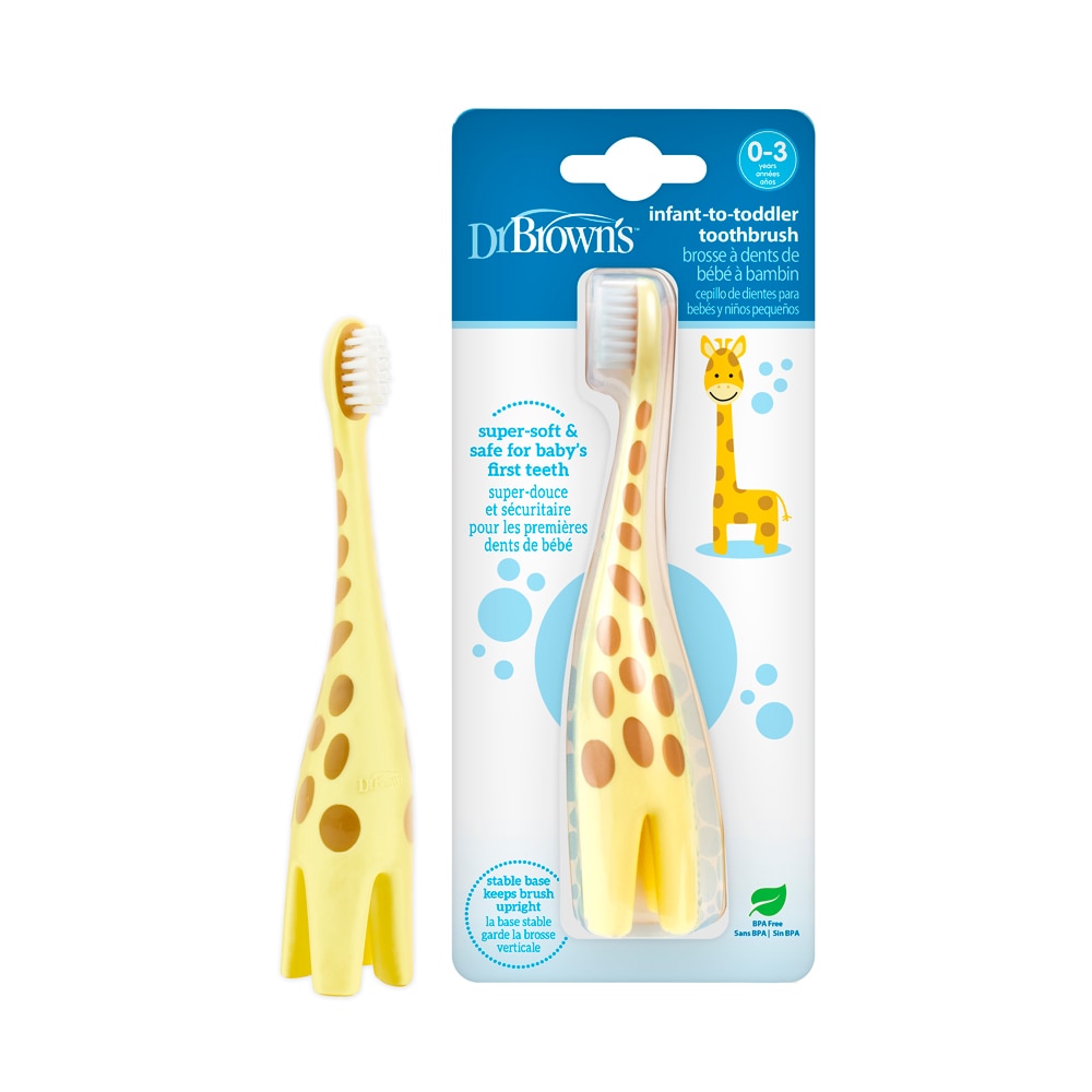 Тренировочная зубная щетка «Жираф» для детей от 0 до 3 лет, не содержит BPA — 1 зубная щетка Dr. Brown's