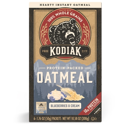 Hearty Instant Oatmeal 100% Whole Grain Blueberries & Cream -- 10.58 oz Kodiak Cakes