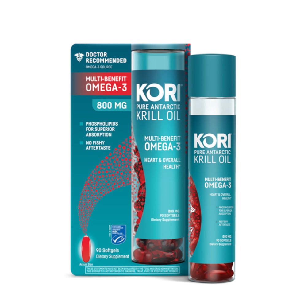 Крилловое масло для множественной поддержки с омега-3 - 800 мг - 90 капсул - Kori Kori