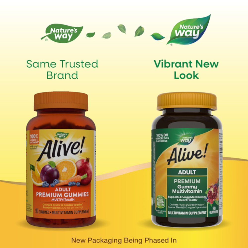 Alive! Adult Premium Multivitamin Gummies (Жевательные конфеты) with B-Vitamins -- 90 Gummies Nature's Way