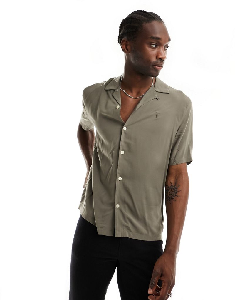 Коричневая рубашка с короткими рукавами AllSaints Venice AllSaints