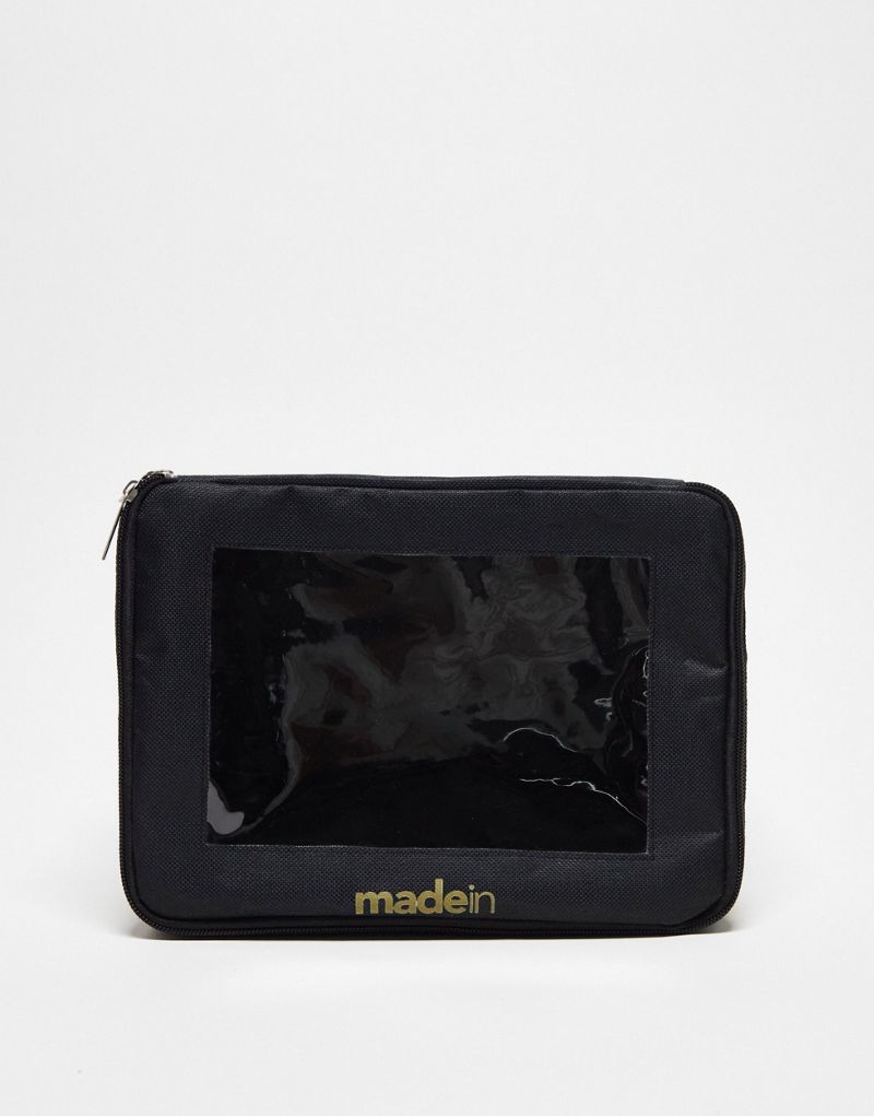 Сделано в. прозрачная косметичка черного цвета Madein.