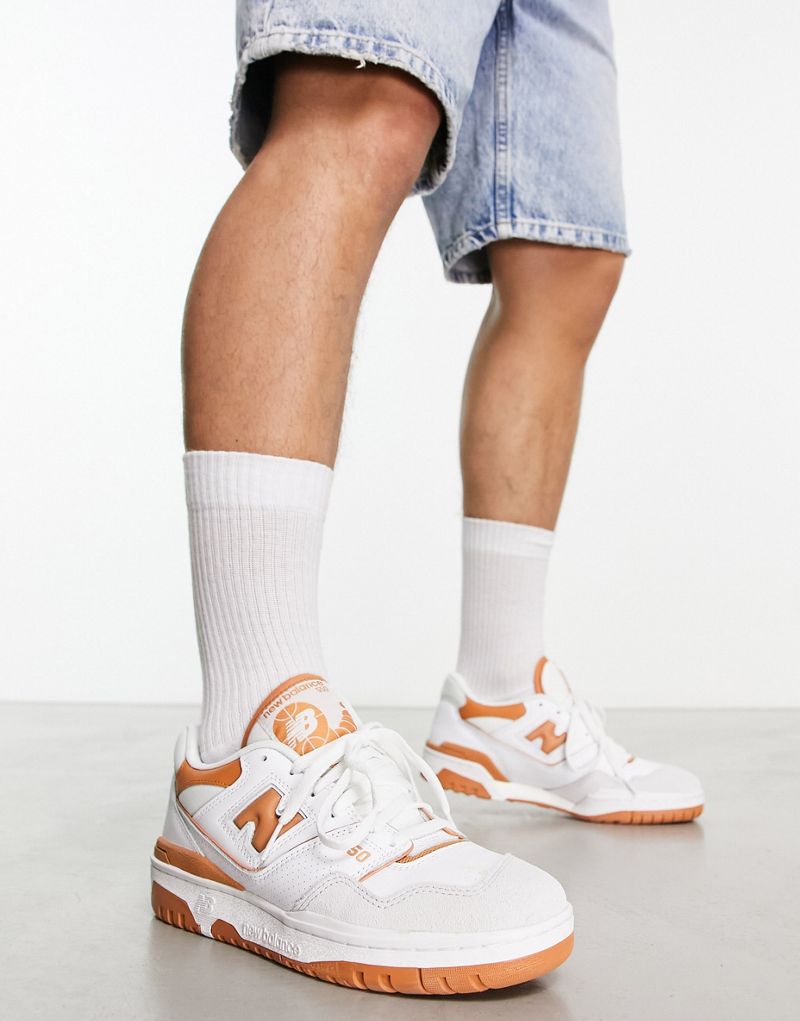 Унисекс кеды New Balance 550 в белом и оранжевом цвете для повседневной носки New Balance