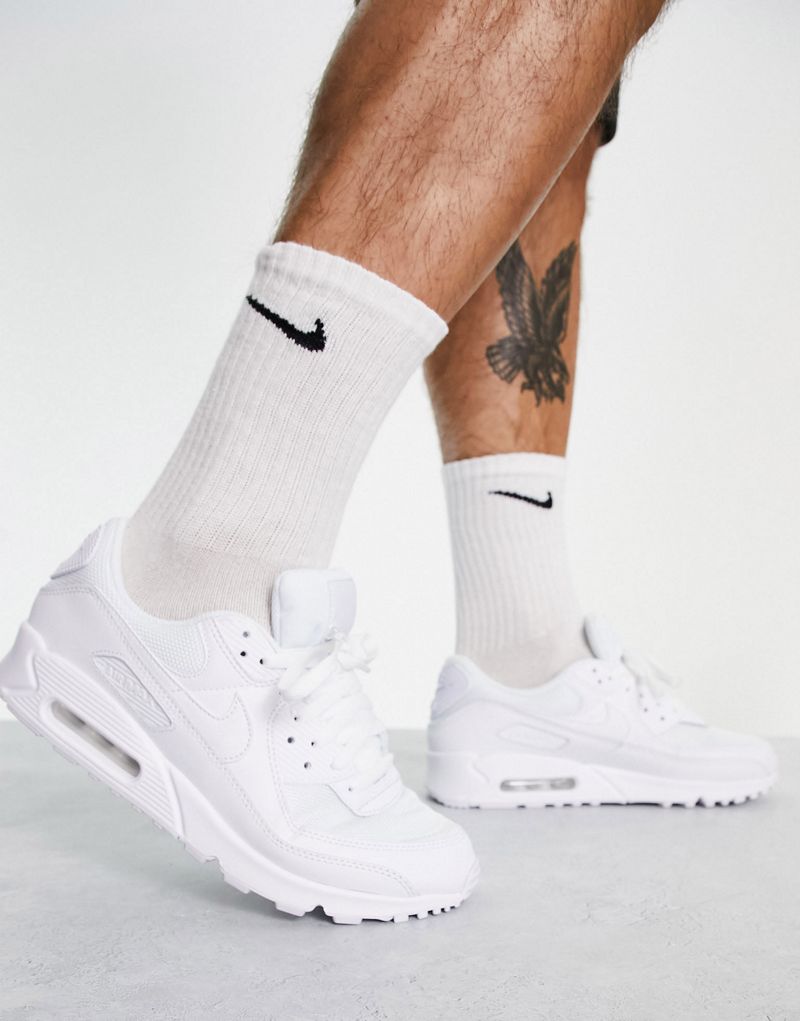 Мужские кроссовки Nike Air Max 90 в тройном белом в стиле жизни Nike