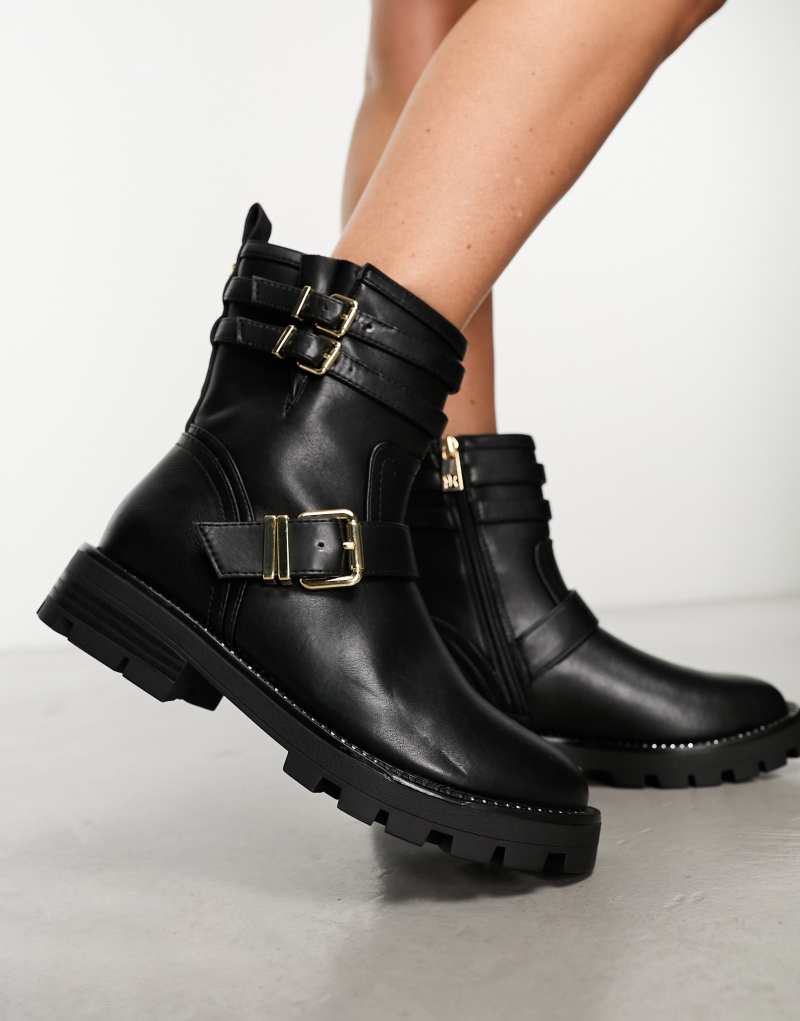 Женские Ботинки River Island buckled biker boot в черном цвете RIVER ISLAND