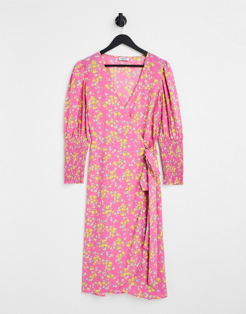 Розовое платье миди с запахом Simply Be с цветочным принтом Simply Be