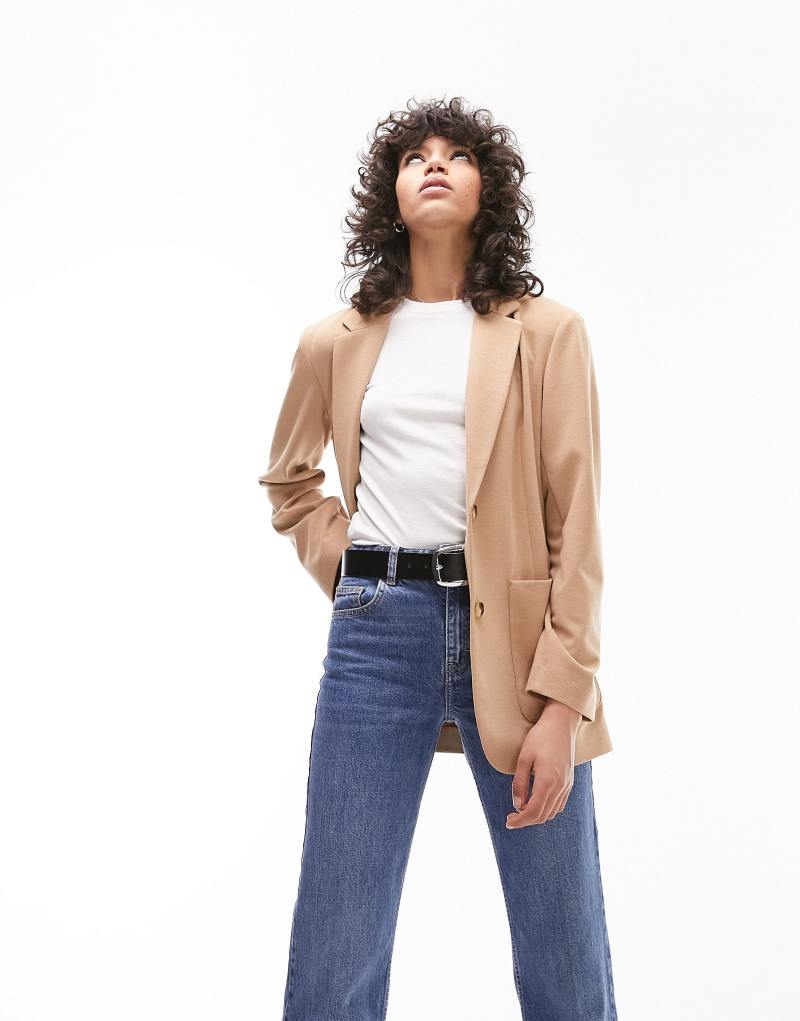 Женский Блейзер Topshop Premium Jersey Straight Camel TOPSHOP