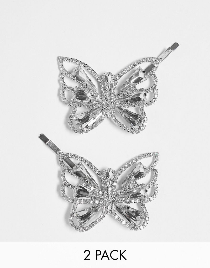 Набор из двух эффектных заколок для волос True Decadence в форме бабочки с кристаллами True Decadence