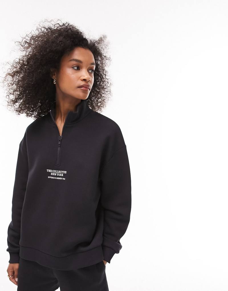 Женская Толстовка Topshop Premium Graphic Quarter Zip TOPSHOP