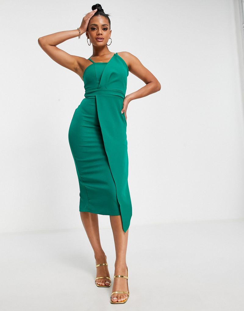 Платье миди с отделкой грудью Trendyol бутылочно-зеленого цвета TRENDYOL
