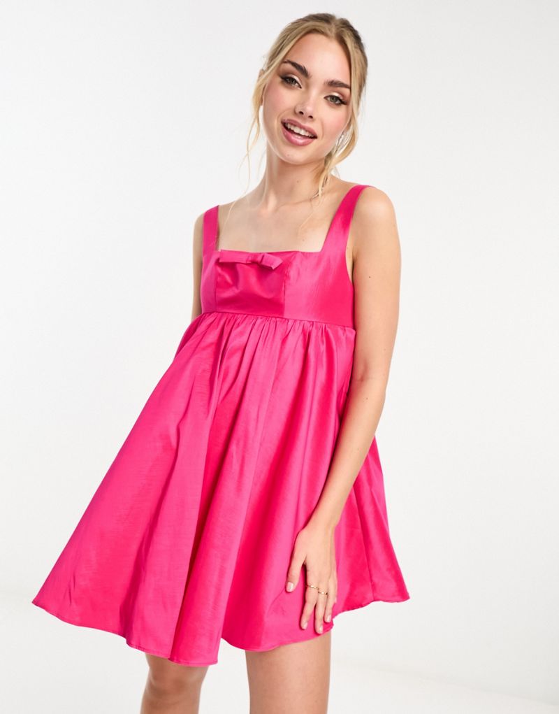 Ярко-розовое свободное платье из тафты в стиле ампир The Frolic The Frolic
