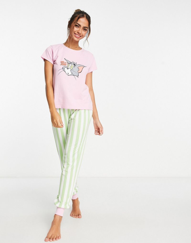 Пижамный комплект Tom & Jerry розового и зеленого цветов Urban Threads