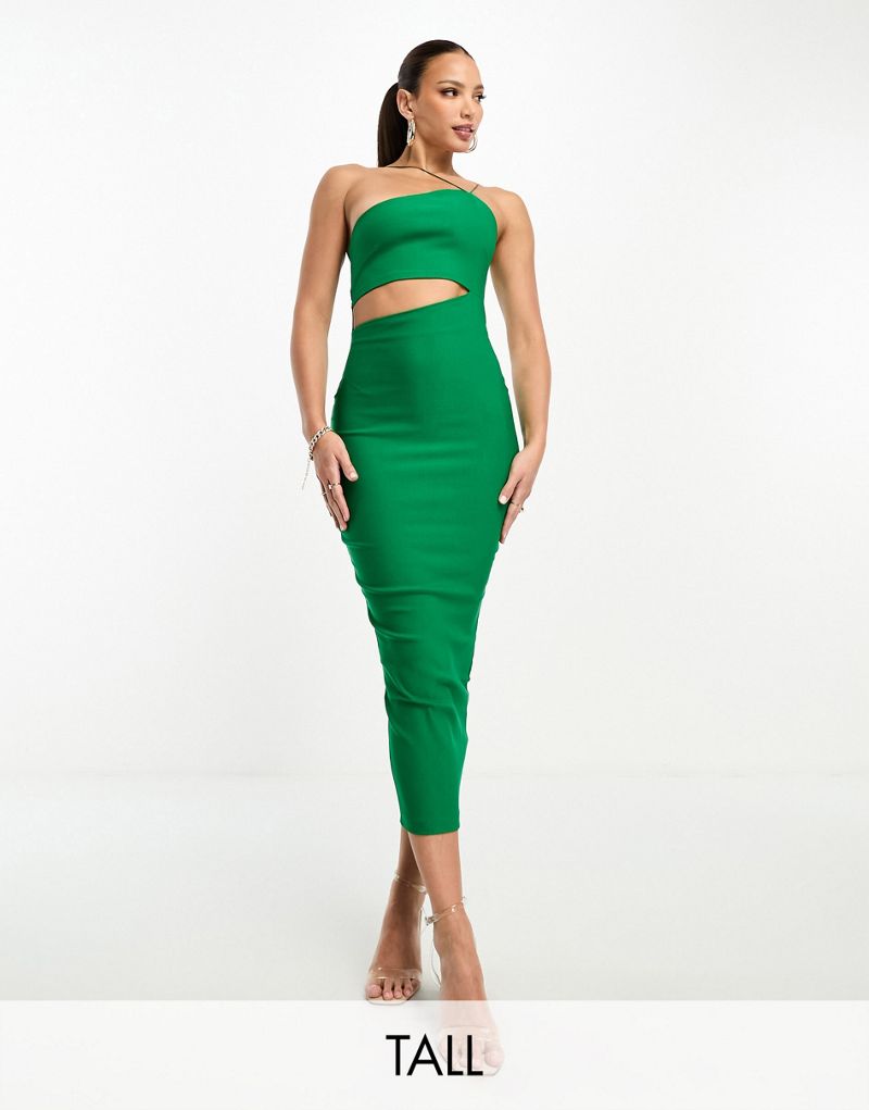 Зеленое платье миди асимметричного кроя с вырезом-халтер и вырезом Vesper Tall Vesper Tall