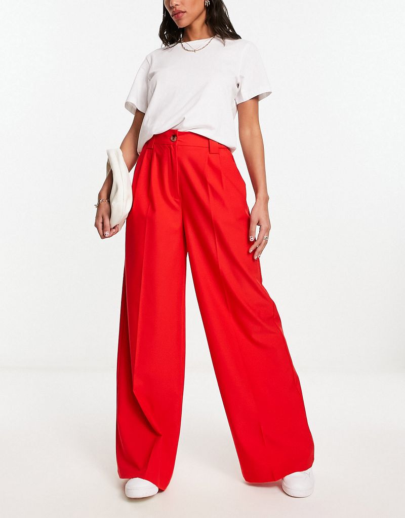 Красные широкие брюки строгого кроя Vila Vila