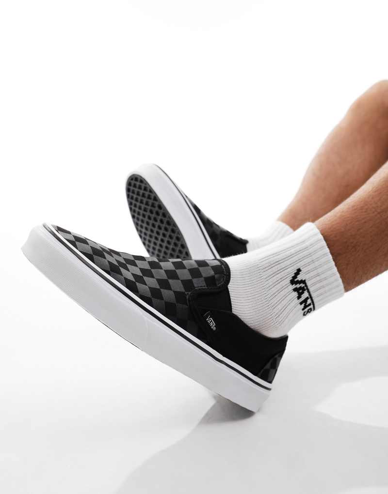 Кеды Vans Classic Slip-On в черно-сером цвете с принтом и эластичными вставками Vans