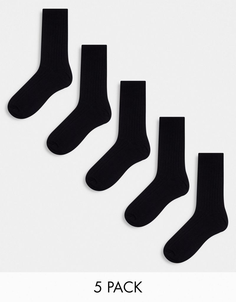Набор из 5 черных носков в рубчик Weekday Weekday
