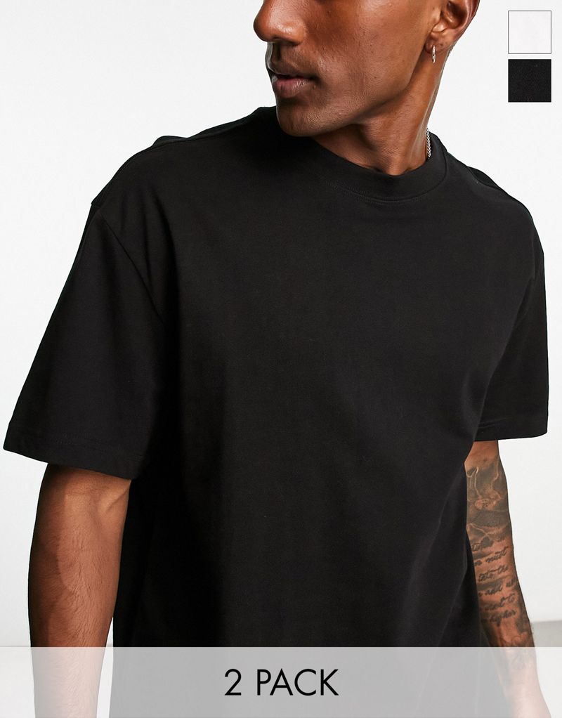 Комплект из двух футболок оверсайз черно-белого цвета Weekday Weekday
