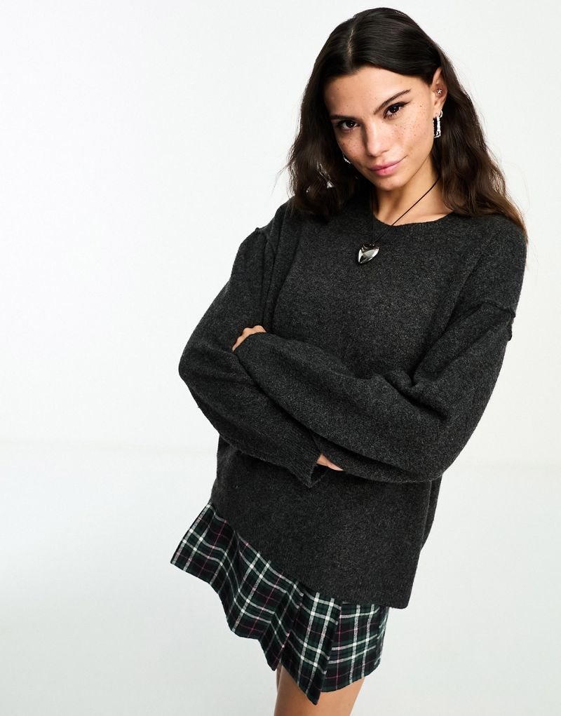 Вязаный свитер темно-серого меланжа Weekday Annie Weekday