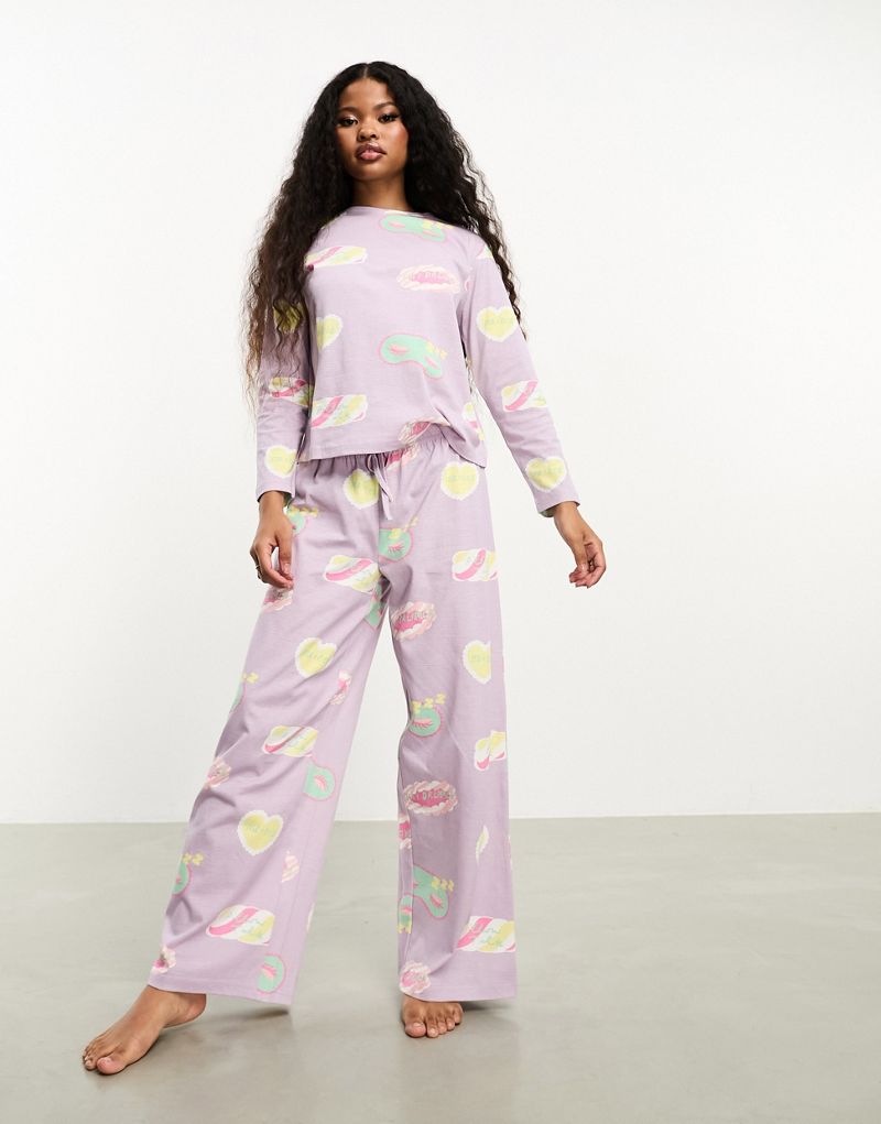 Сиреневый пижамный комплект из топа и брюк с длинными рукавами ASOS DESIGN Petite Daydream ASOS Petite