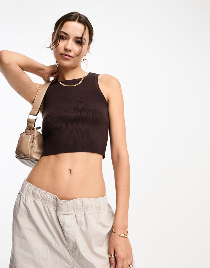 Pacsun fine gauge knitted tank top in coffee bean  PACSUN