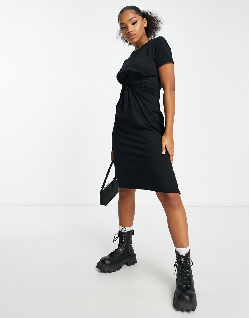 Черное платье миди с закрученным передом Urban Revivo Urban Revivo