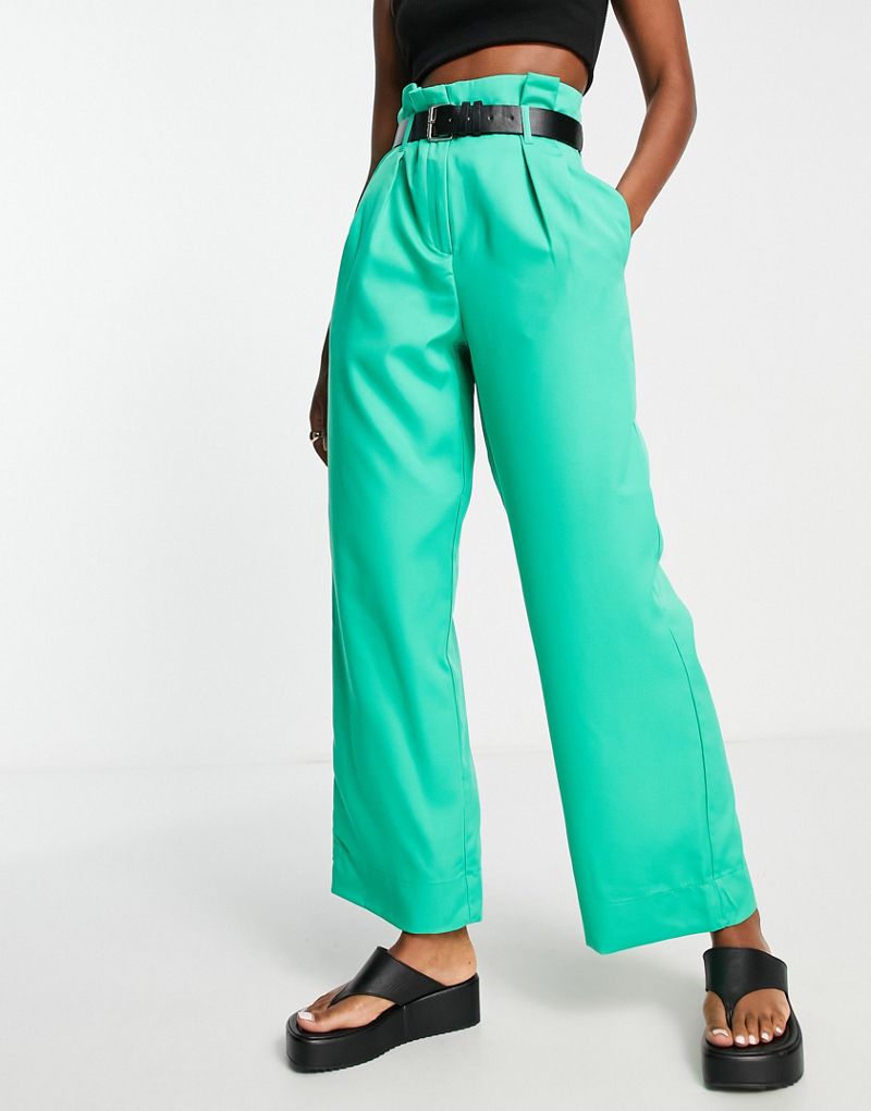 Ярко-зеленые брюки с завышенной талией и поясом Vero Moda VERO MODA