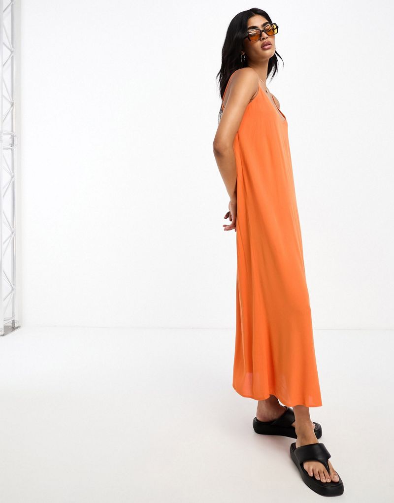 Женское платье-макси с оборками в оранжевом цвете Y.A.S Y.A.S