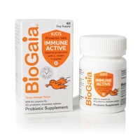 Kids Protectis Immune Active Пробиотическая добавка, апельсин, 100 миллионов КОЕ, 60 жевательных таблеток BioGaia