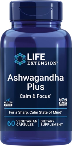 Ashwagandha Plus Calm & Focus, 60 вегетарианских капсул Life Extension