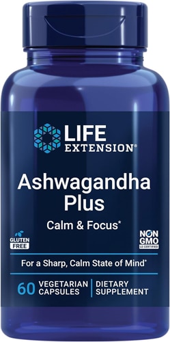 Ashwagandha Plus для спокойствия и концентрации - 60 вегетарианских капсул Life Extension