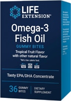 Омега-3 жевательные конфеты с рыбьим жиром и тропическими фруктами, 36 жевательных конфет Life Extension