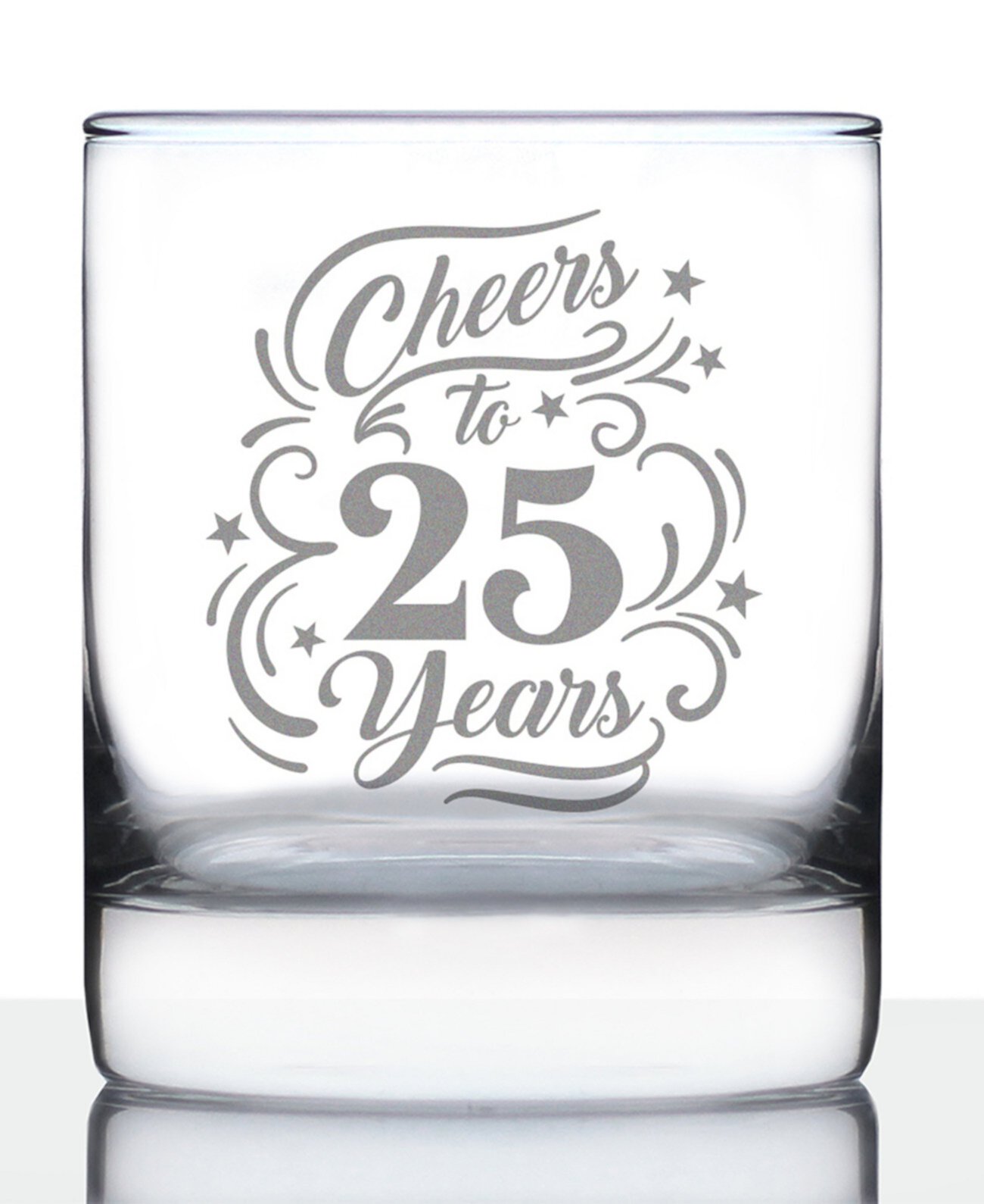 Поздравления к 25-летию, подарки к 25-летию, стакан для виски Rocks, 10 унций Bevvee