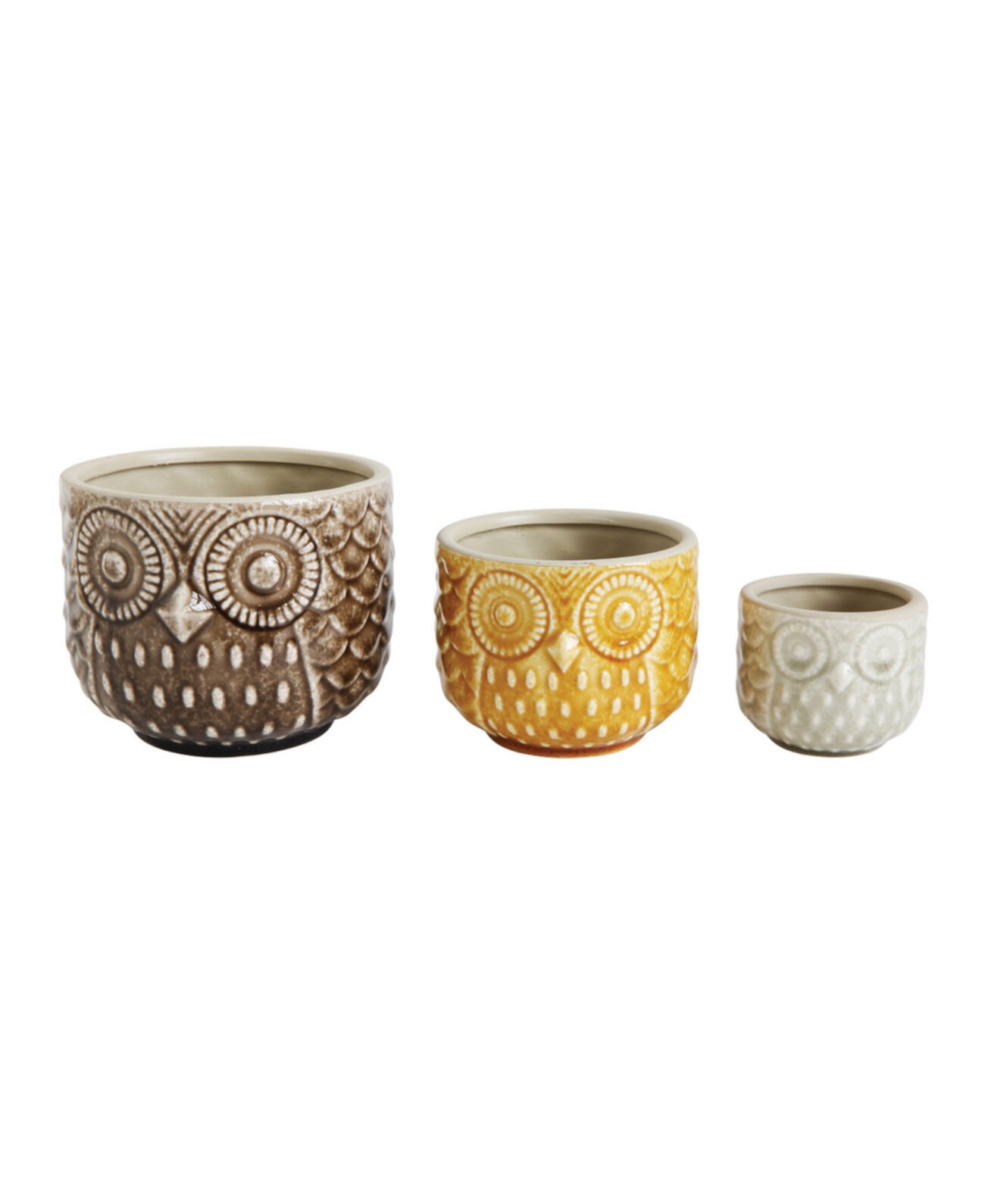 Owl Stoneware Pots, Set of 3 Storied Home