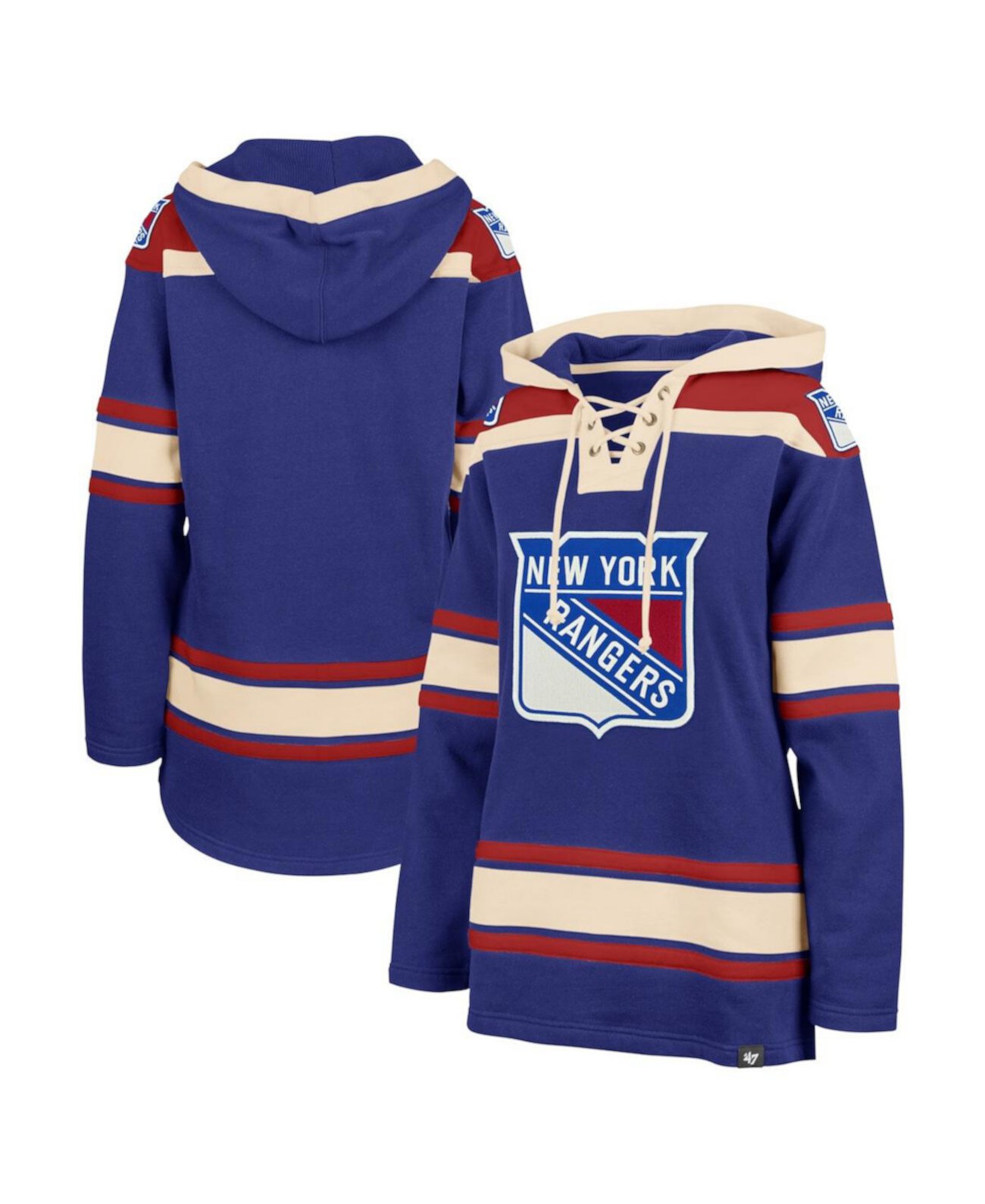 Худи женское синий New York Rangers Superior Lacer с вышивкой и капюшоном '47 Brand