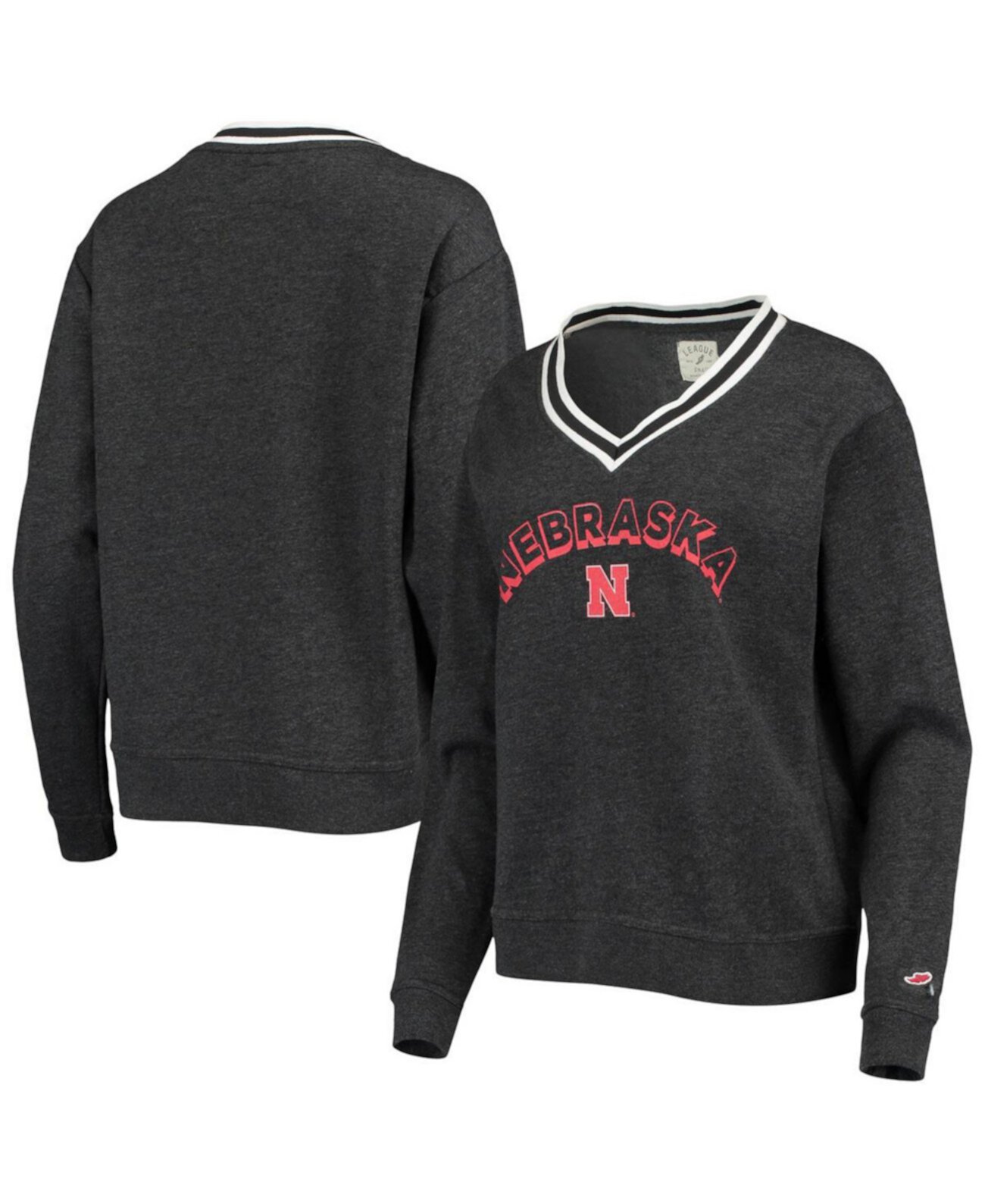 Женский черный пуловер с треугольным вырезом Nebraska Huskers Victory Springs Tri-Blend, толстовка с v-образным вырезом League Collegiate Wear
