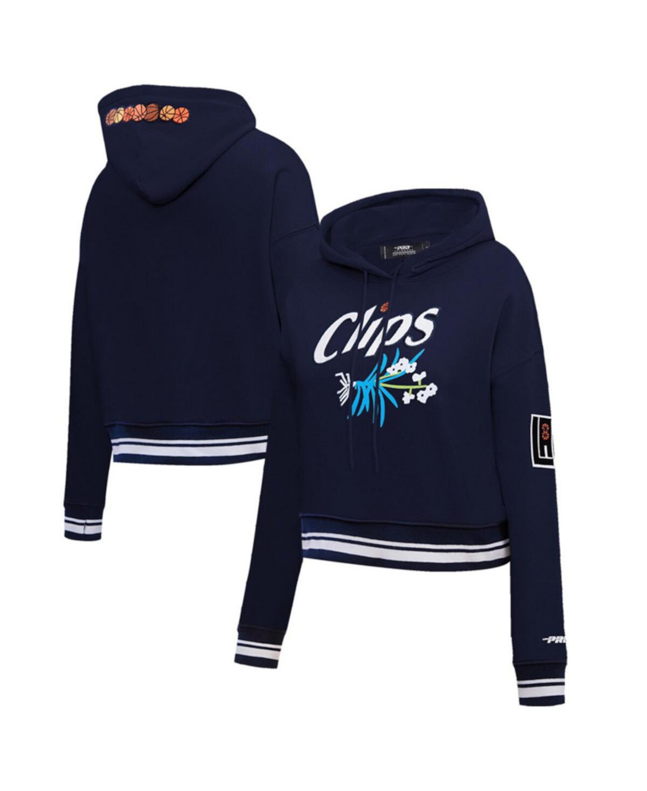 Женский укороченный пуловер с капюшоном темно-синего цвета LA Clippers 2023/24 City Edition Pro Standard