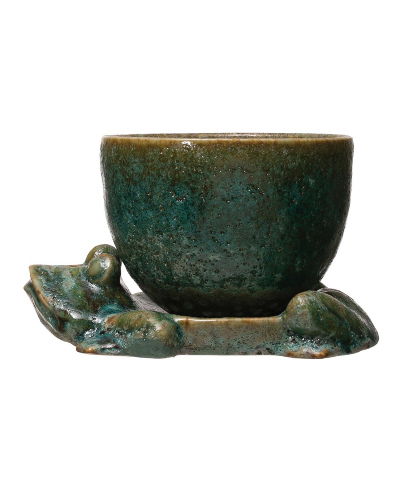 Stoneware Planter with Frog Base, Set of 2 Each Storied Home