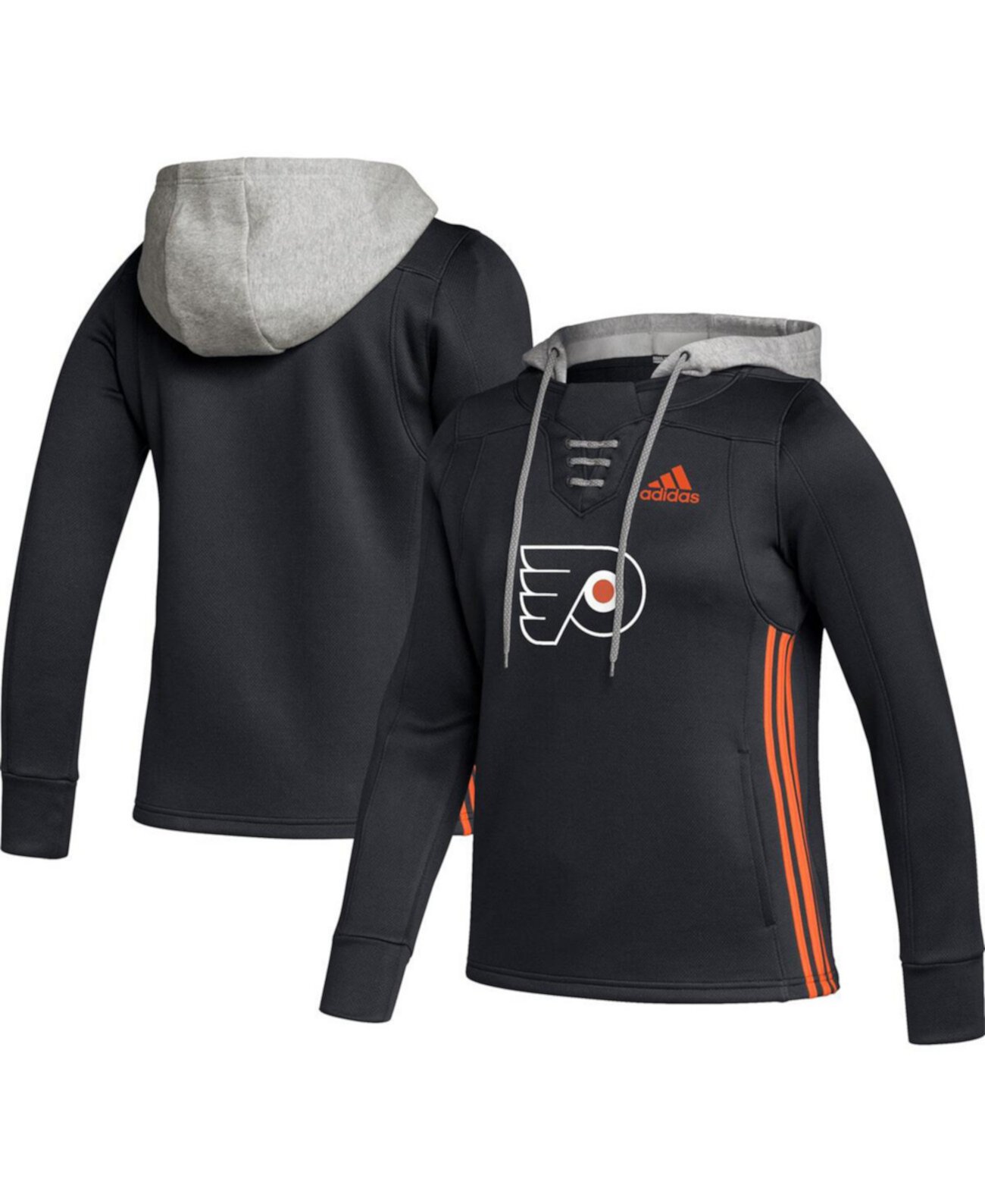 Женский черный пуловер с капюшоном Philadelphia Flyers Skate Lace Primeblue Team Adidas
