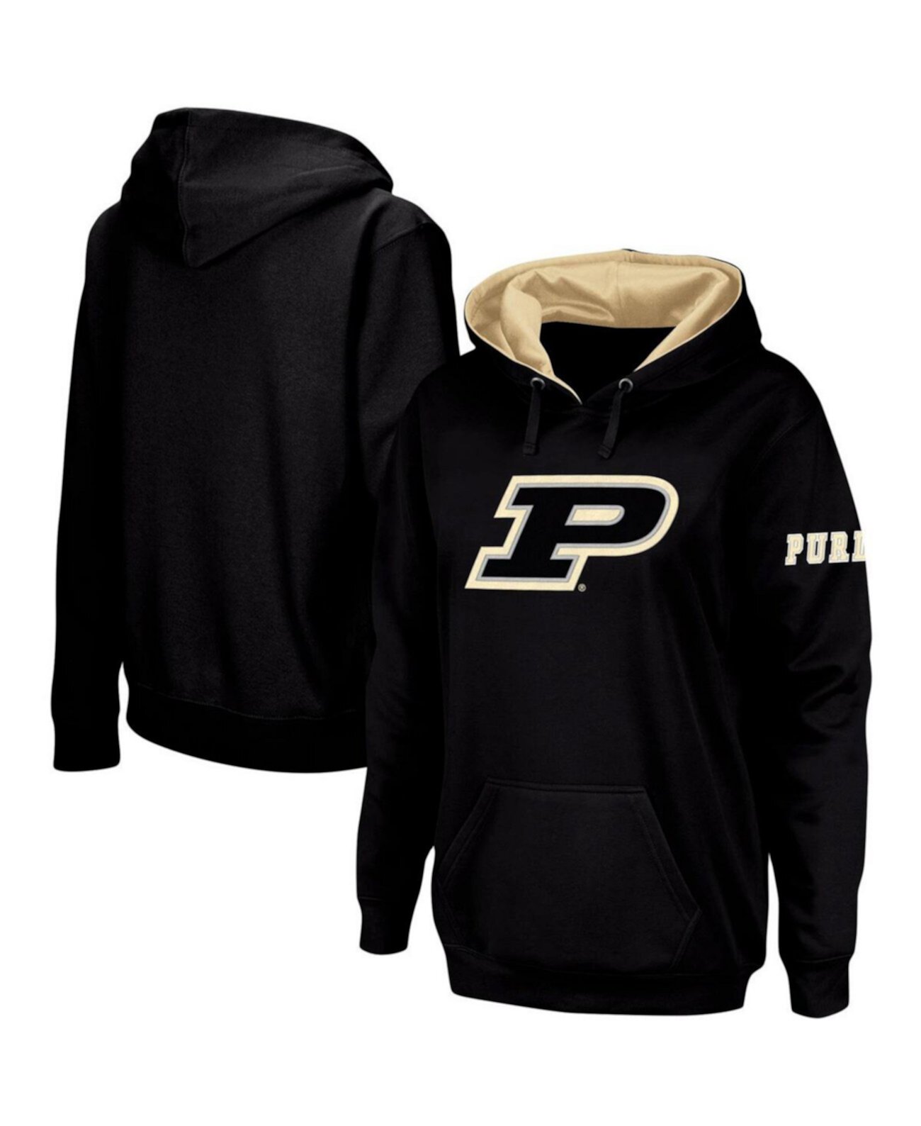 Женский черный пуловер с капюшоном Purdue Boilermakers Team с большим логотипом Stadium Athletic