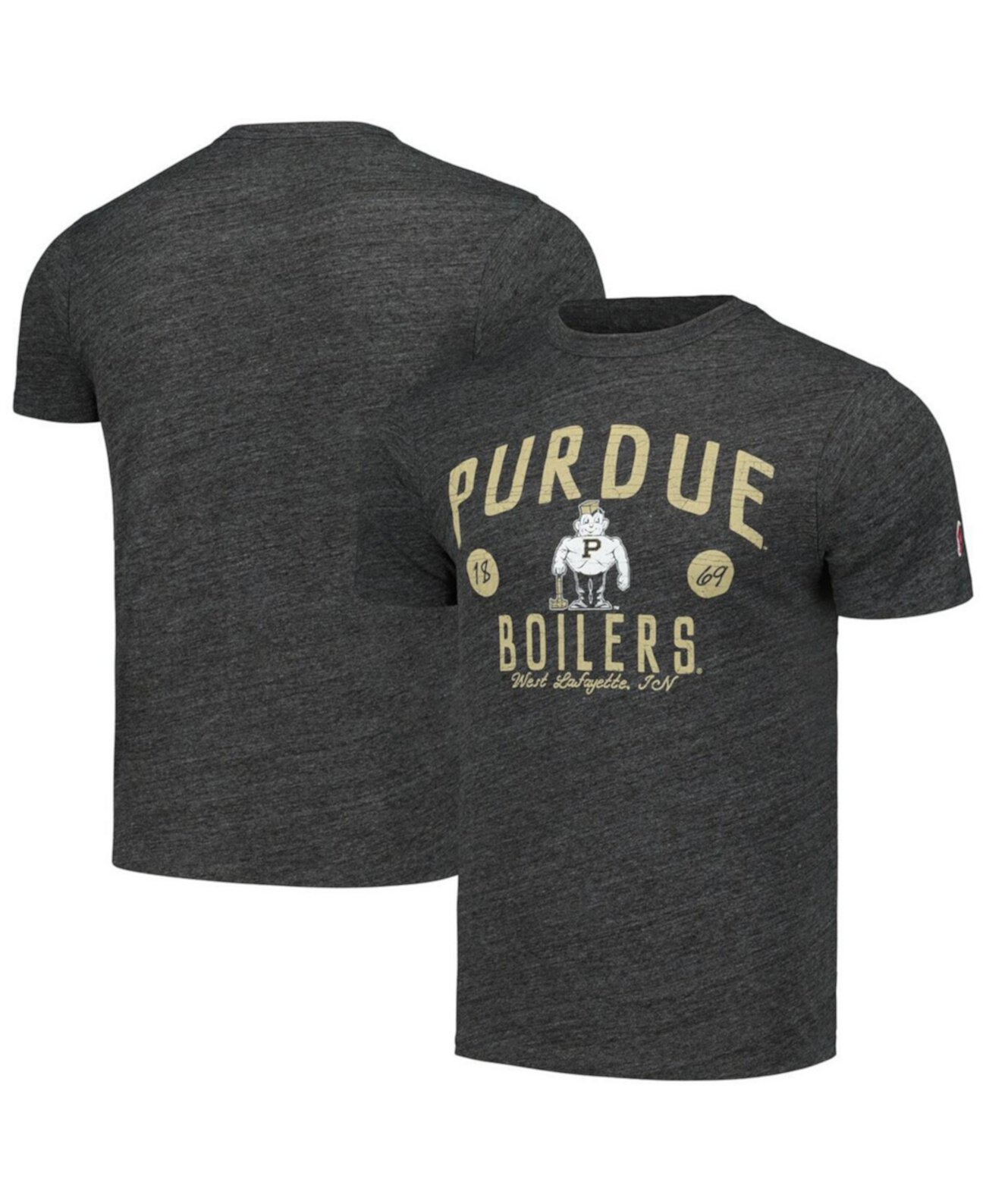 Мужская футболка с принтом «Хезер уголь» Purdue Boilermakers Bendy Arch Victory Falls Tri-Blend League Collegiate Wear