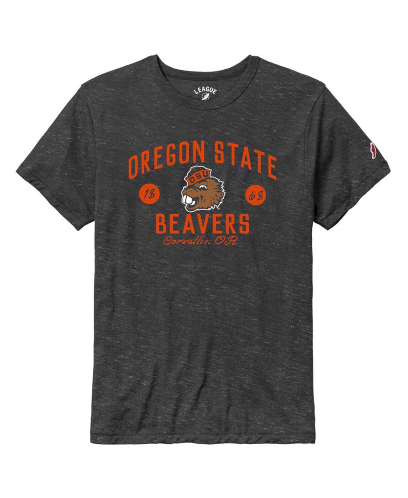 Мужская футболка цвета древесного угля с эффектом потертости Oregon State Beavers Bendy Arch Victory Falls Tri-Blend League Collegiate Wear