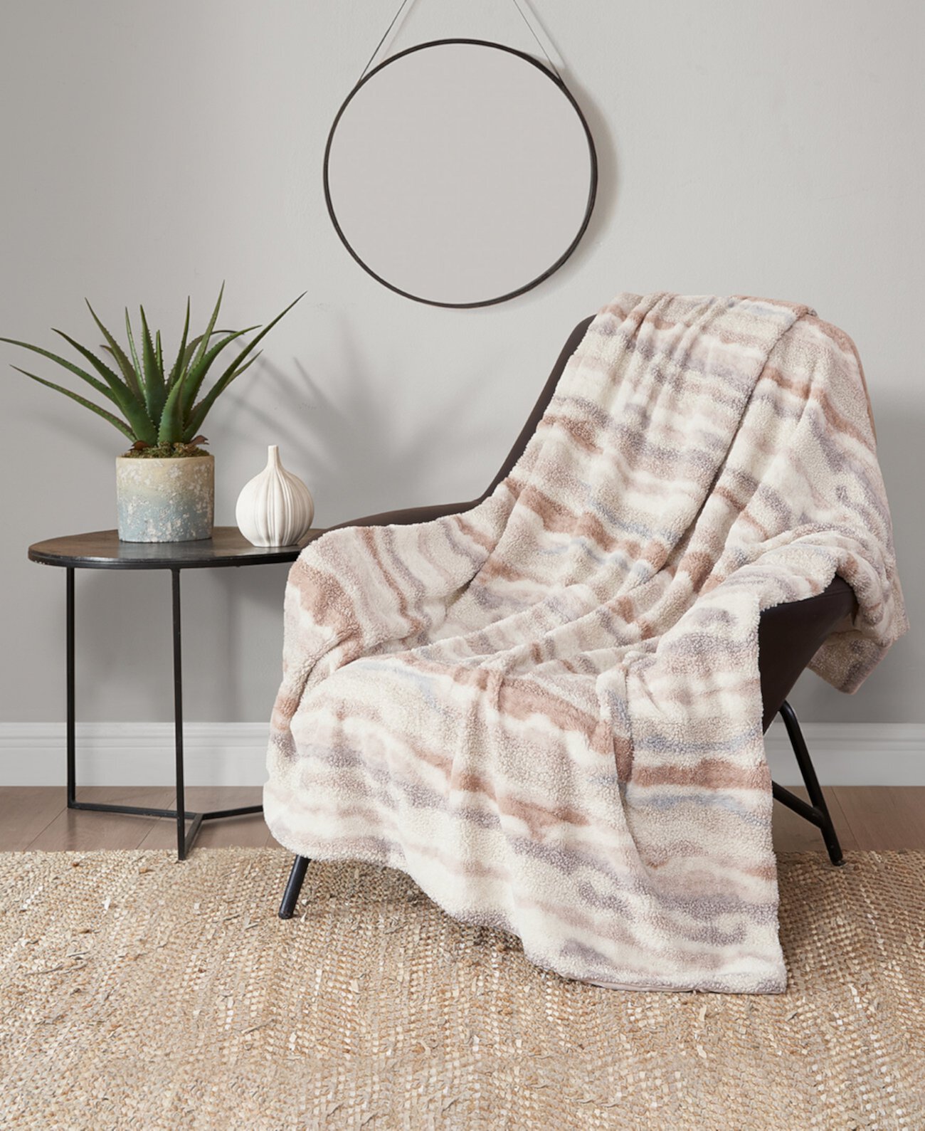 Teddy Stripe Faux Fur Throw Blanket, 50" x 70" Lucky Brand