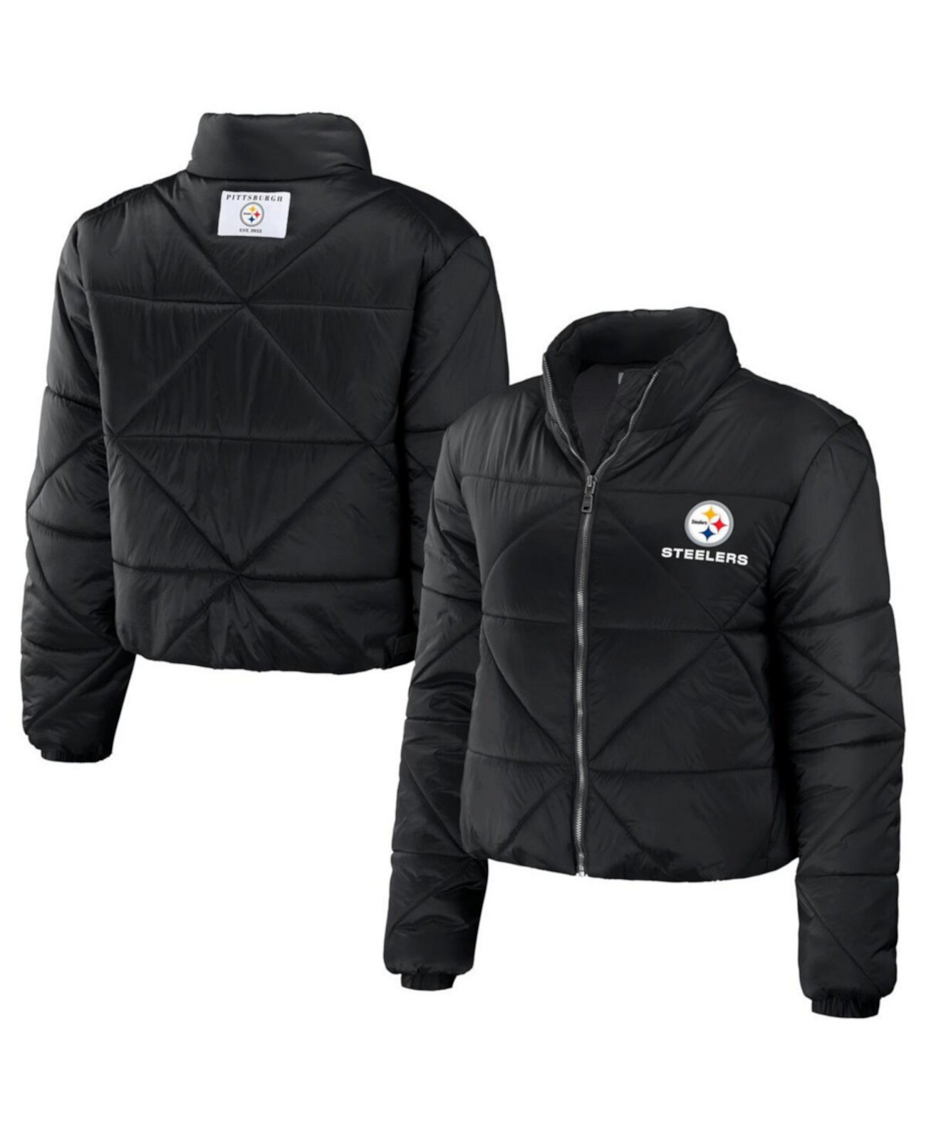 Женская Куртка WEAR by Erin Andrews Pittsburgh Steelers Cropped Puffer Full-Zip WEAR by Erin Andrews